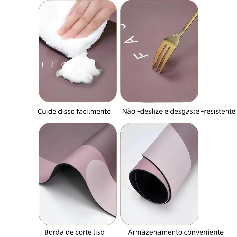 Tapete Oval Absorvente De Banheiro Secagem Rápida Antiderrapante