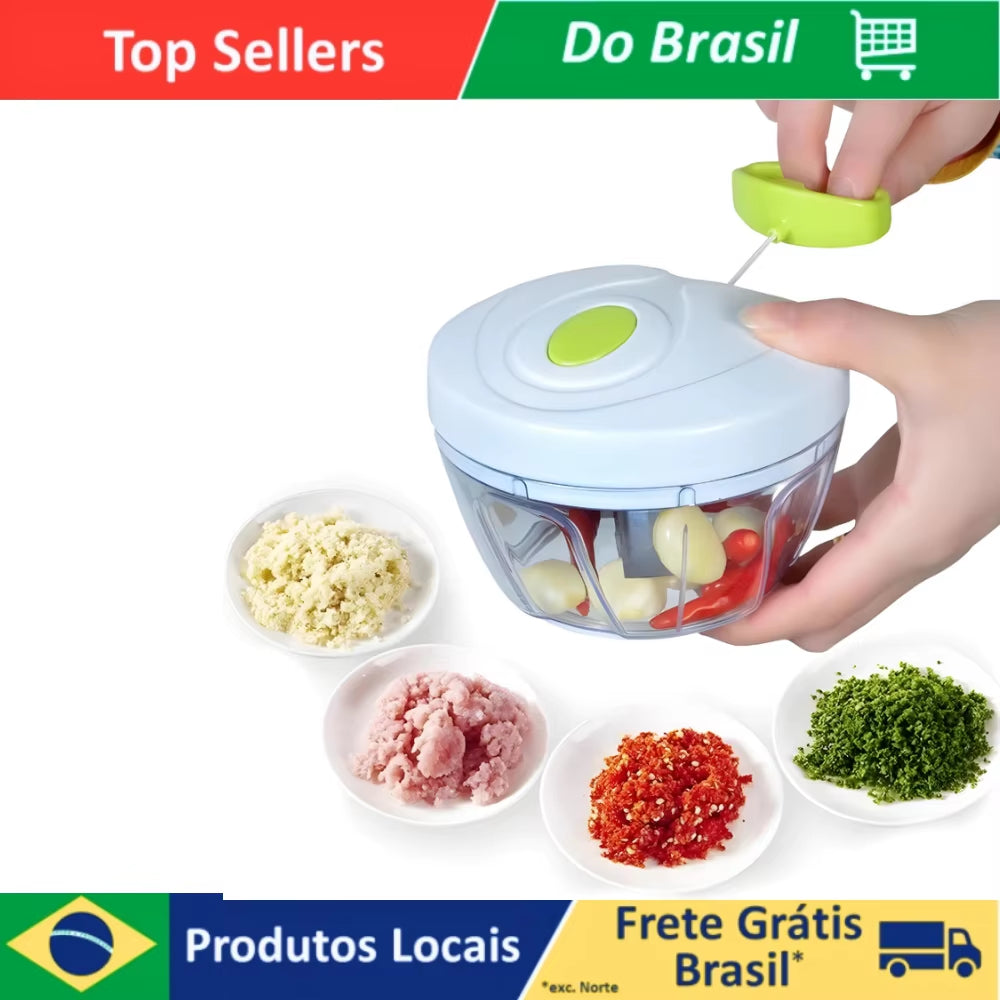 Processador Manual Triturador De Alimentos Com 3 Laminas 500 Ml