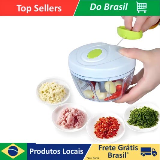 Processador Manual Triturador De Alimentos Com 3 Laminas 500 Ml