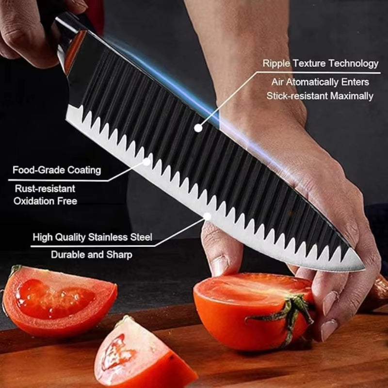 Conjunto De Ferramentas De 6 Peças Conjunto De Facas De Onda Preta Faca De Aço Inoxidável Faca De Chef Faca De Frutas