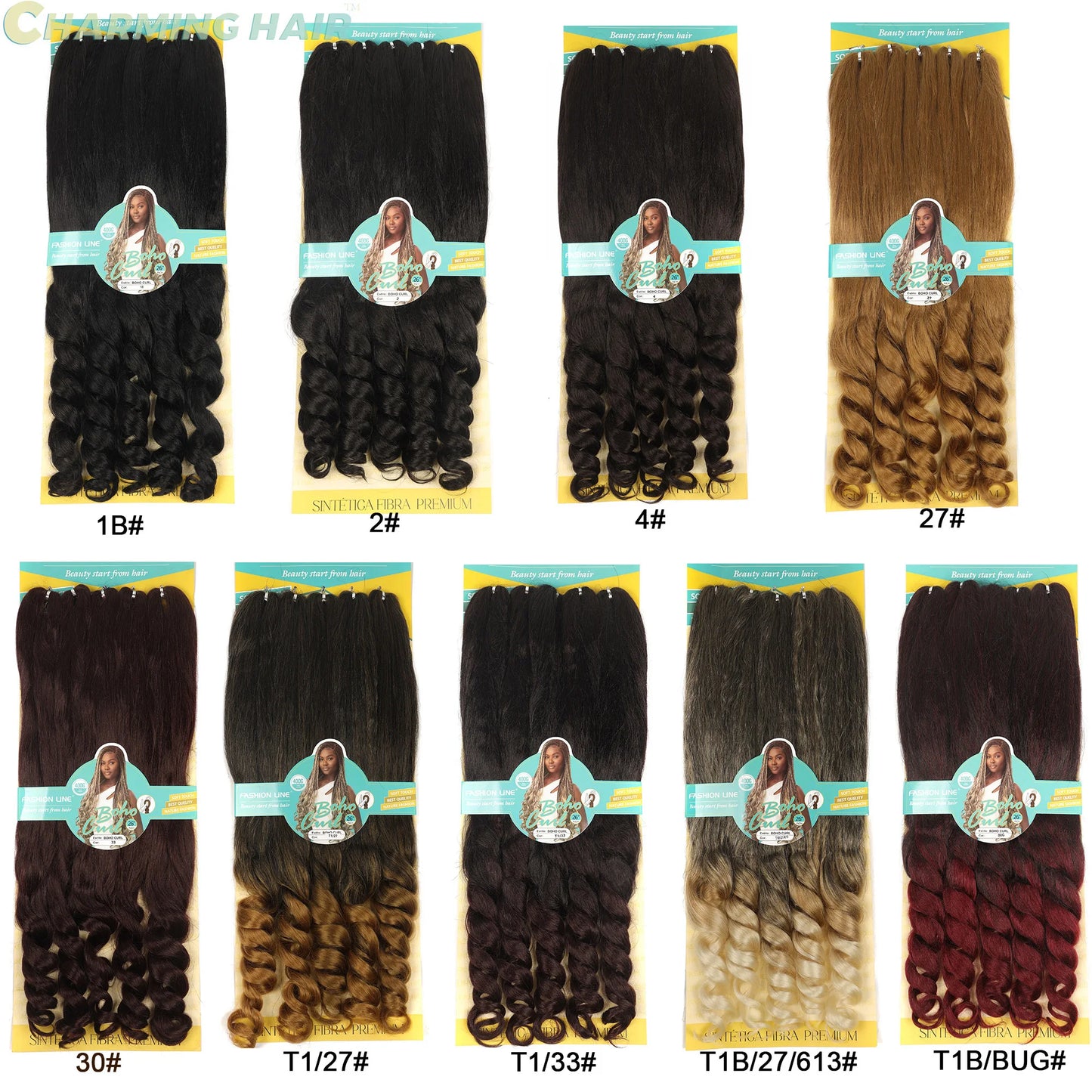 Cabelo Jumbo Boho Curl French Braids Para Crochet Braids Cabelo Jumbo Cacheado Fibra Orgânica de Alta Qualidade 400g 65cm BOHO