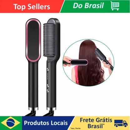 Escova De Cabelo 3 em 1 Elétrica com Pente De Aquecimento Para Alisador bivolt 120 220