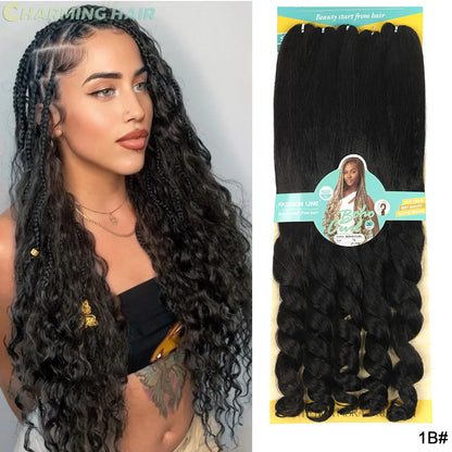 Cabelo Jumbo Boho Curl French Braids Para Crochet Braids Cabelo Jumbo Cacheado Fibra Orgânica de Alta Qualidade 400g 65cm BOHO
