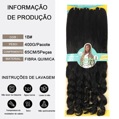 Cabelo Jumbo Boho Curl French Braids Para Crochet Braids Cabelo Jumbo Cacheado Fibra Orgânica de Alta Qualidade 400g 65cm BOHO