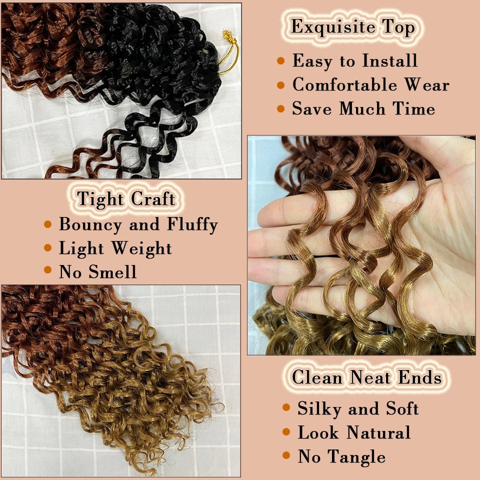 DONGHOU 18" Ombre GoGo Curl Crochet Hair Ocean Wave Crochet Hair Water Wave Synthetic Braiding Hair Extensions for Black Women