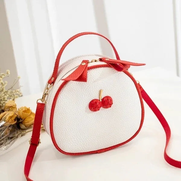 Litchi Pattern Contrast Color Cherry Small Backpack 2022 New Women's One-shoulder Messenger Mobile Phone Bag