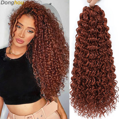 DONGHOU 18" Ombre GoGo Curl Crochet Hair Ocean Wave Crochet Hair Water Wave Synthetic Braiding Hair Extensions for Black Women