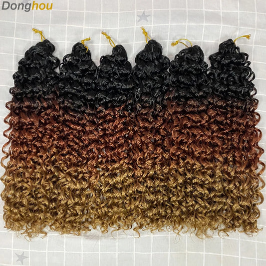 DONGHOU 18" Ombre GoGo Curl Crochet Hair Ocean Wave Crochet Hair Water Wave Synthetic Braiding Hair Extensions for Black Women