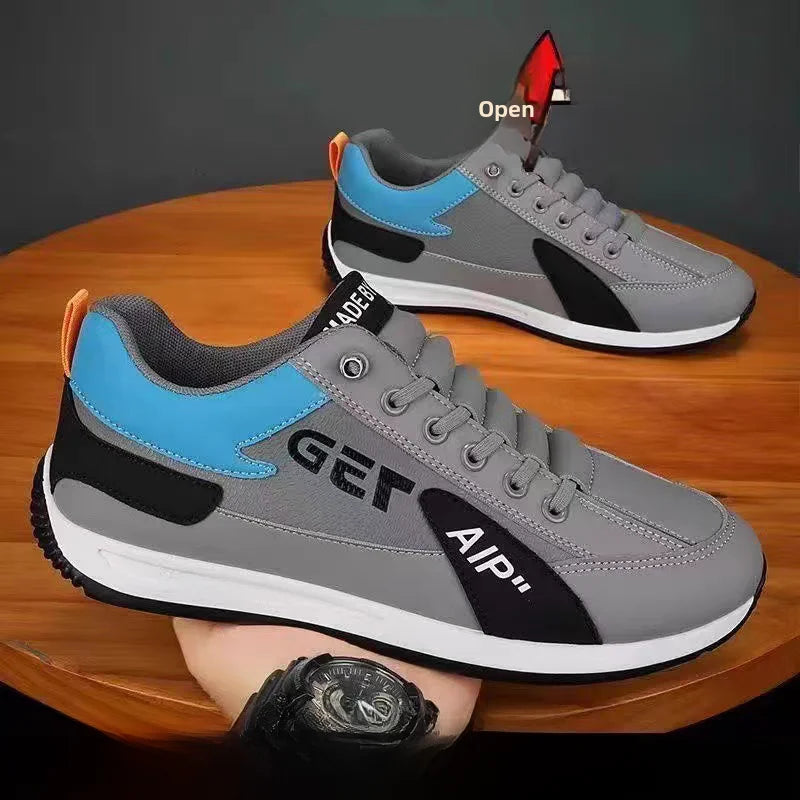 Men's Slip-On Sports oes Leather Surface Waterproof Running Casual Breathable White oes Summer Outdoor Leisure oes