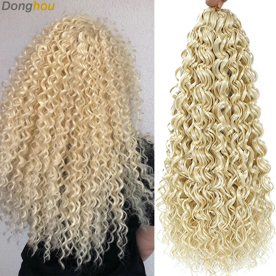 DONGHOU 18" Ombre GoGo Curl Crochet Hair Ocean Wave Crochet Hair Water Wave Synthetic Braiding Hair Extensions for Black Women