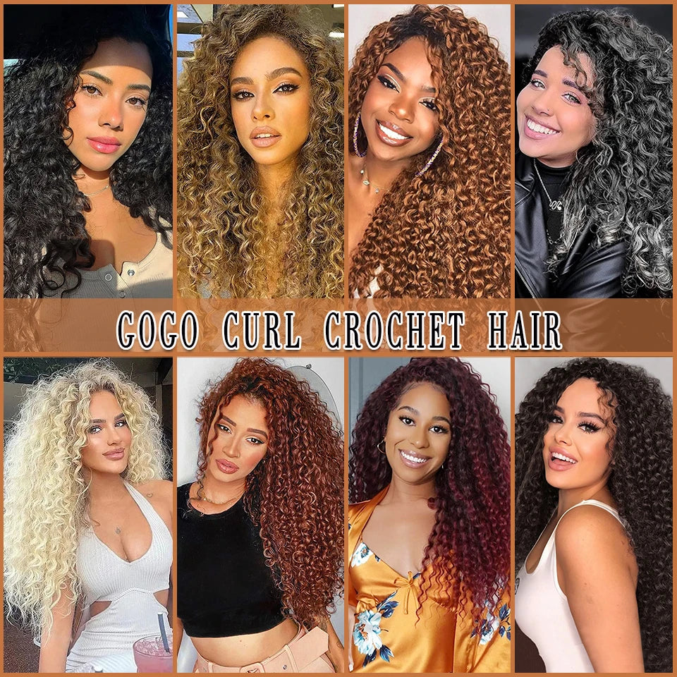 DONGHOU 18" Ombre GoGo Curl Crochet Hair Ocean Wave Crochet Hair Water Wave Synthetic Braiding Hair Extensions for Black Women
