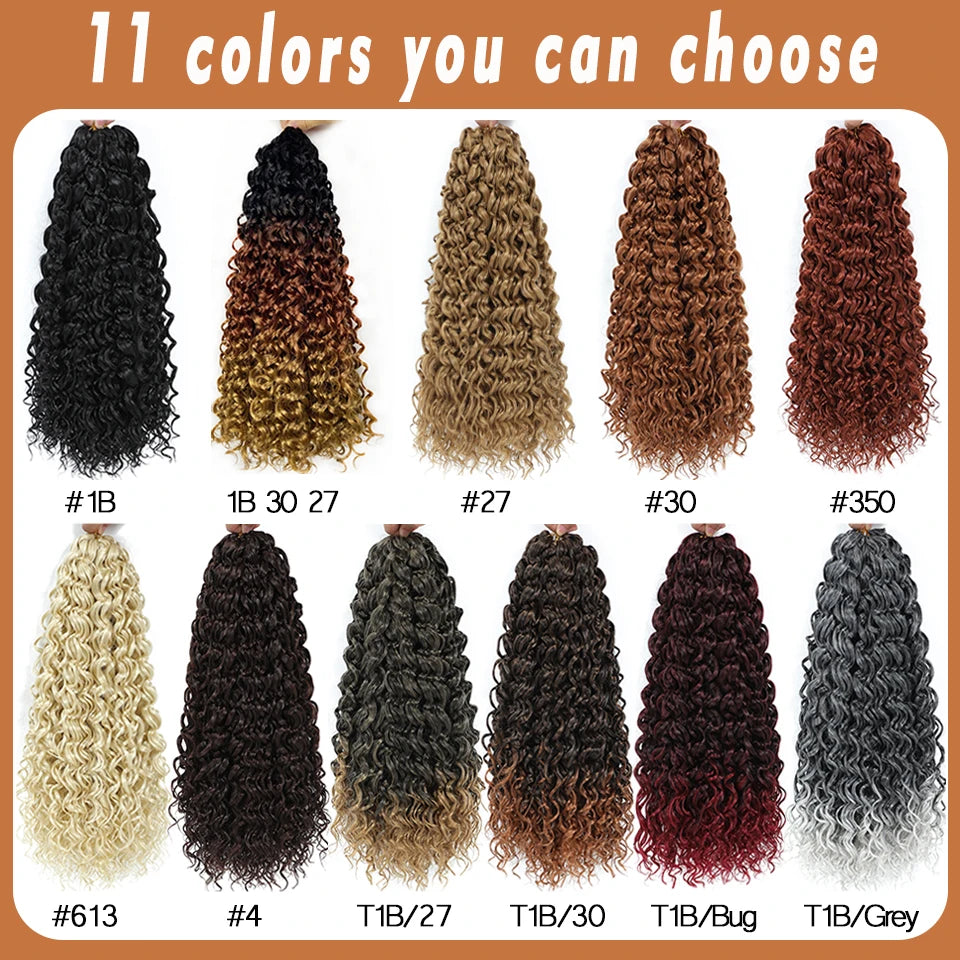 DONGHOU 18" Ombre GoGo Curl Crochet Hair Ocean Wave Crochet Hair Water Wave Synthetic Braiding Hair Extensions for Black Women