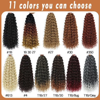 DONGHOU 18" Ombre GoGo Curl Crochet Hair Ocean Wave Crochet Hair Water Wave Synthetic Braiding Hair Extensions for Black Women