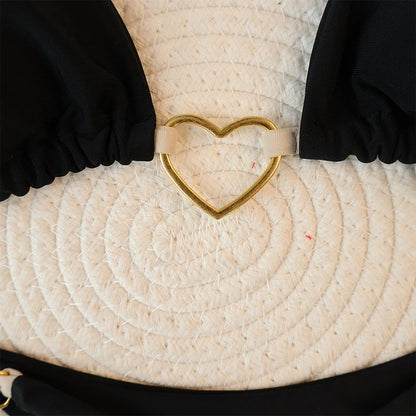 Women's Sexy Brazilian Bikini Set Halter Triangle Top Thong Bottom Two-Piece Swimsuit Heart Bathing Suit Summer Beach Swimwear