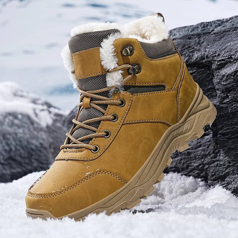 Men's Snow Boots for Men Casual Winter Shoes Platform Non-slip Warm Fur Ankle Boots Plush Combat Outdoor Hiking Motorcycle Boots
