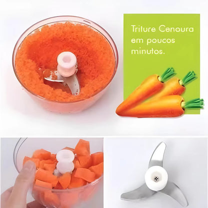 Processador Manual Triturador De Alimentos Com 3 Laminas 500 Ml