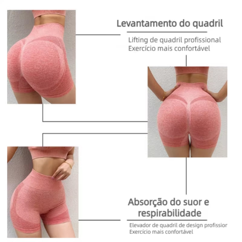 Shorts Femininos Legging Suplex Cintura Alta Levanta Bumbum Fitness Ioga Esportes Calça Calças De Ioga