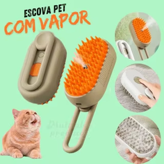 Escova a Vapor 3 Em 1 Pet Removedor Pelos Para Gatos E Cães